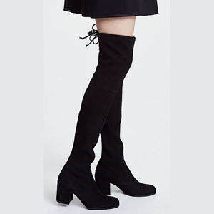 Stuart Weitzman OTK black tielands boots